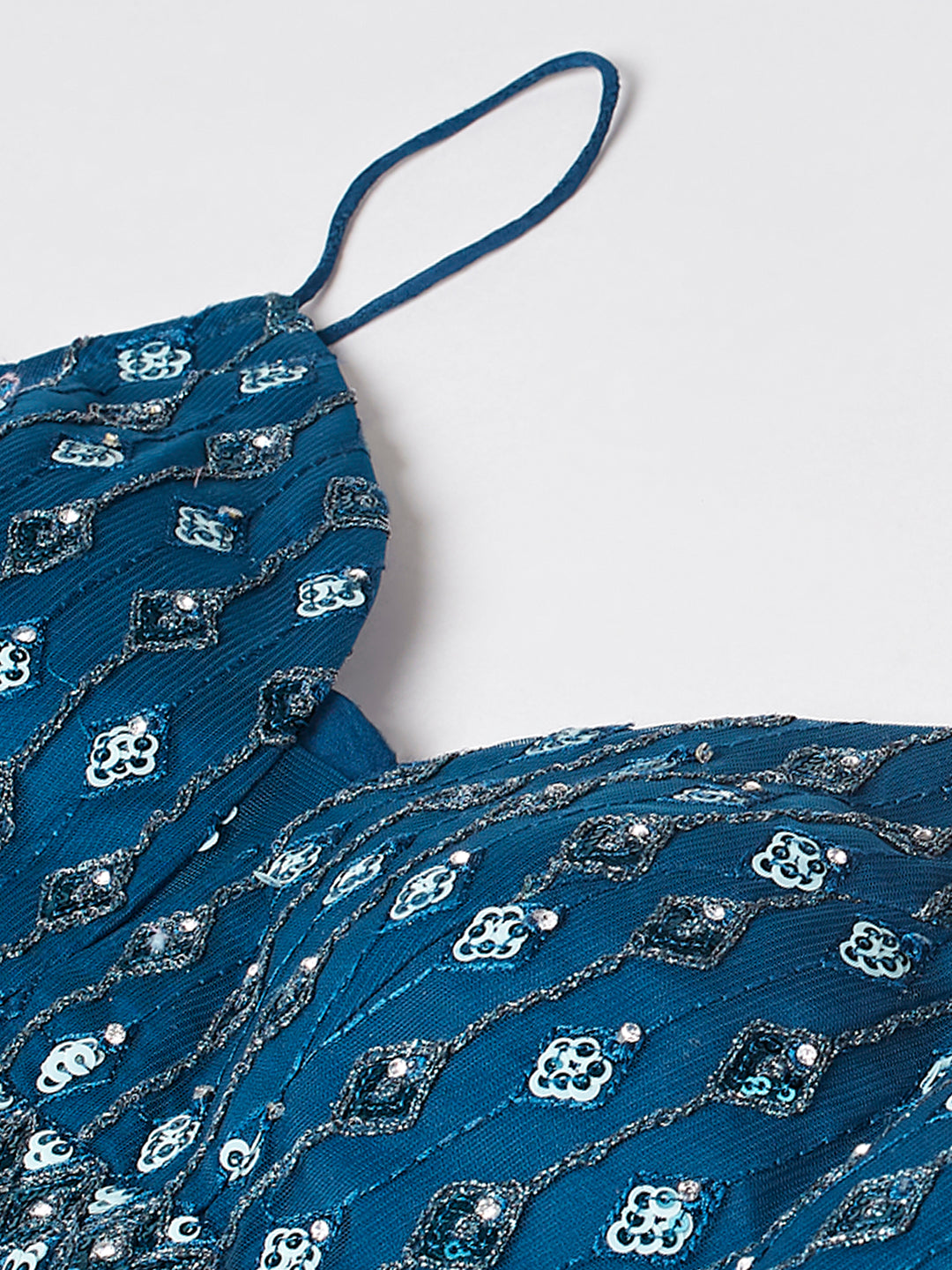 Women's Navy Blue Net Heavy Sequinse Embroidery Ready To Wear  Lehenga Choli & Dupatta - Royal Dwells