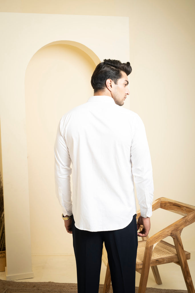 Men's White Color Redert Full Sleeves Shirt