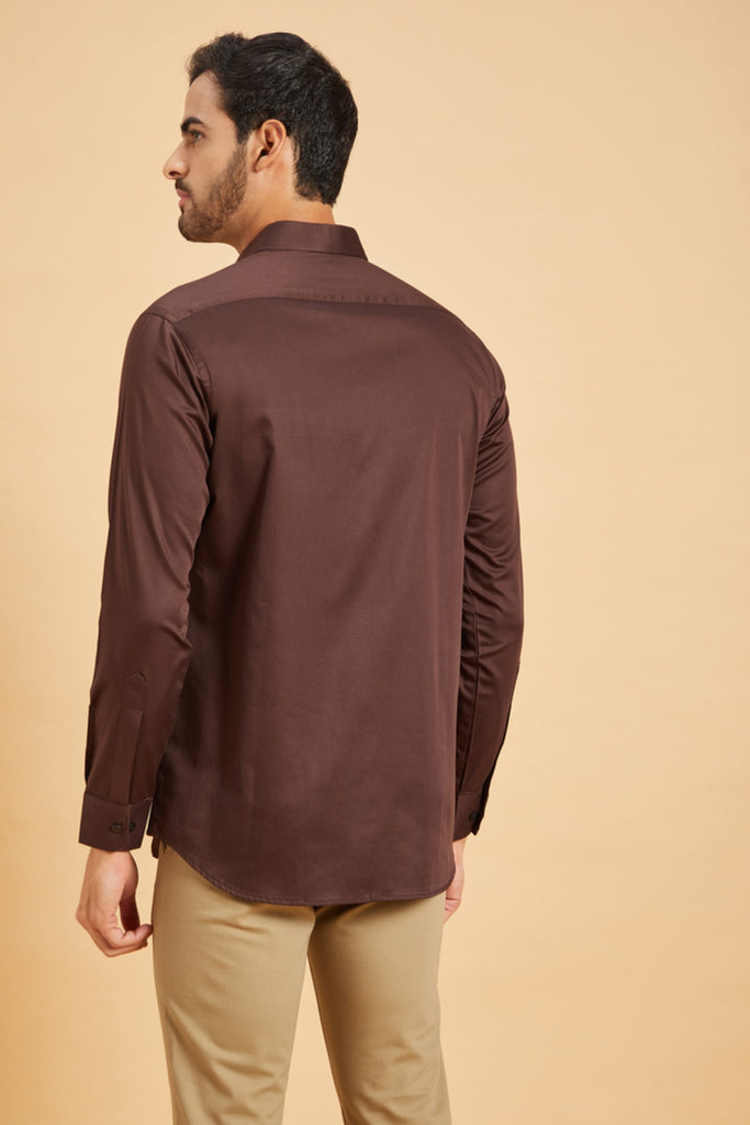 Men's Brown Color Browned Pattern Shirt Full Sleeves Casual Shirt