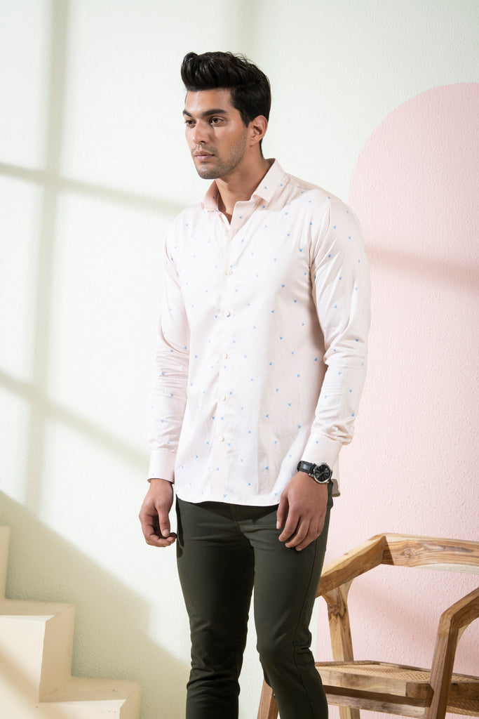 Men's Peach Color Naturist Full Sleeves Shirt