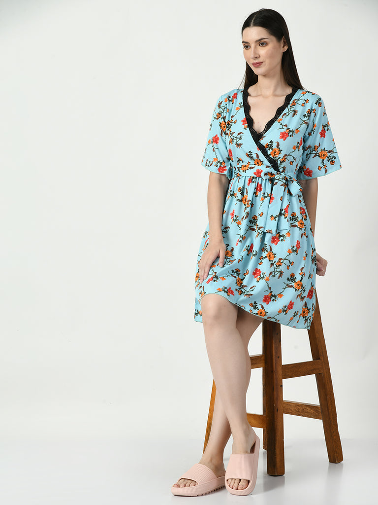 Women's Silk Blue Nightdress