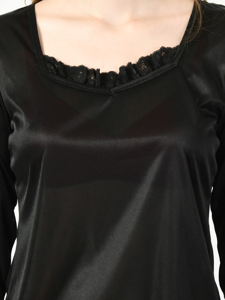 Women's Satin Black Nightdress
