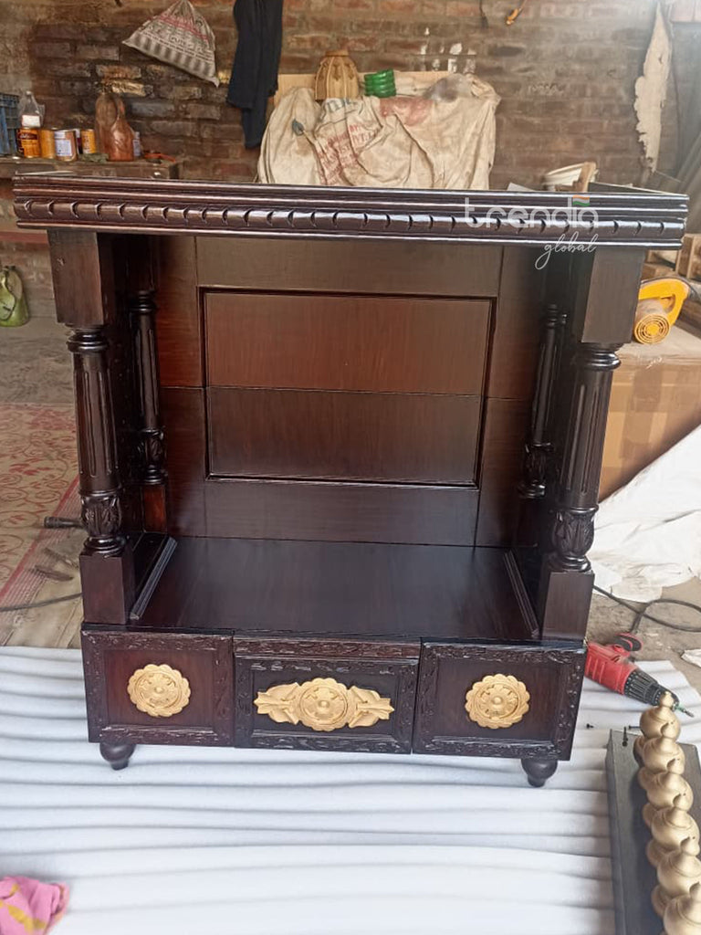Handcrafted Teak Wood Mandir for Home