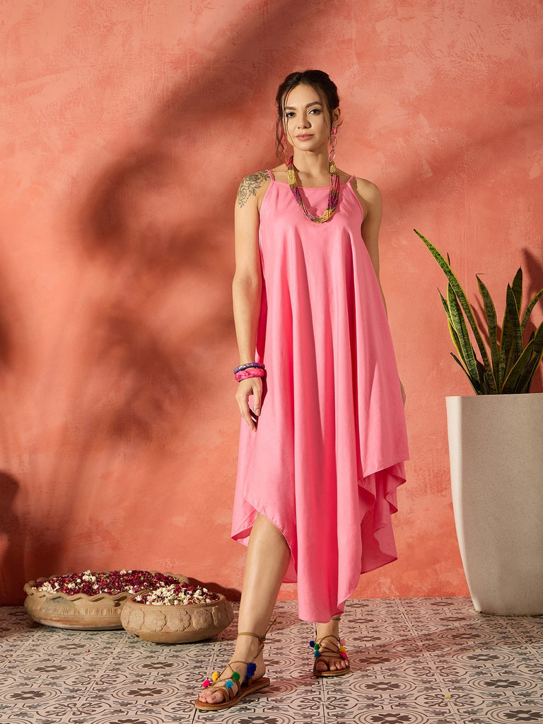 Women's Purple Floral Peach Asymmetrical Dress