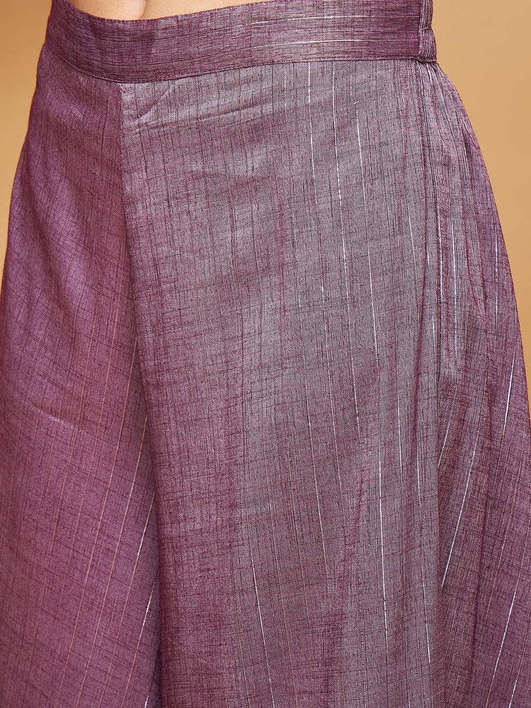 Women's Mauve Lurex Short Pallazo Kurta Set