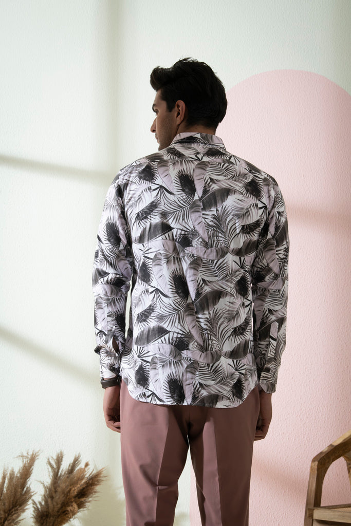 Men's Black Color Branche Full Sleeves Shirt