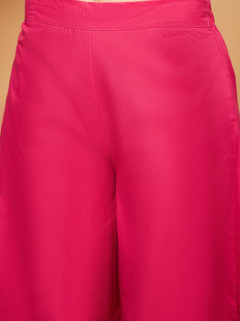 Women's Fuchsia Short Kurta Palazzo Set