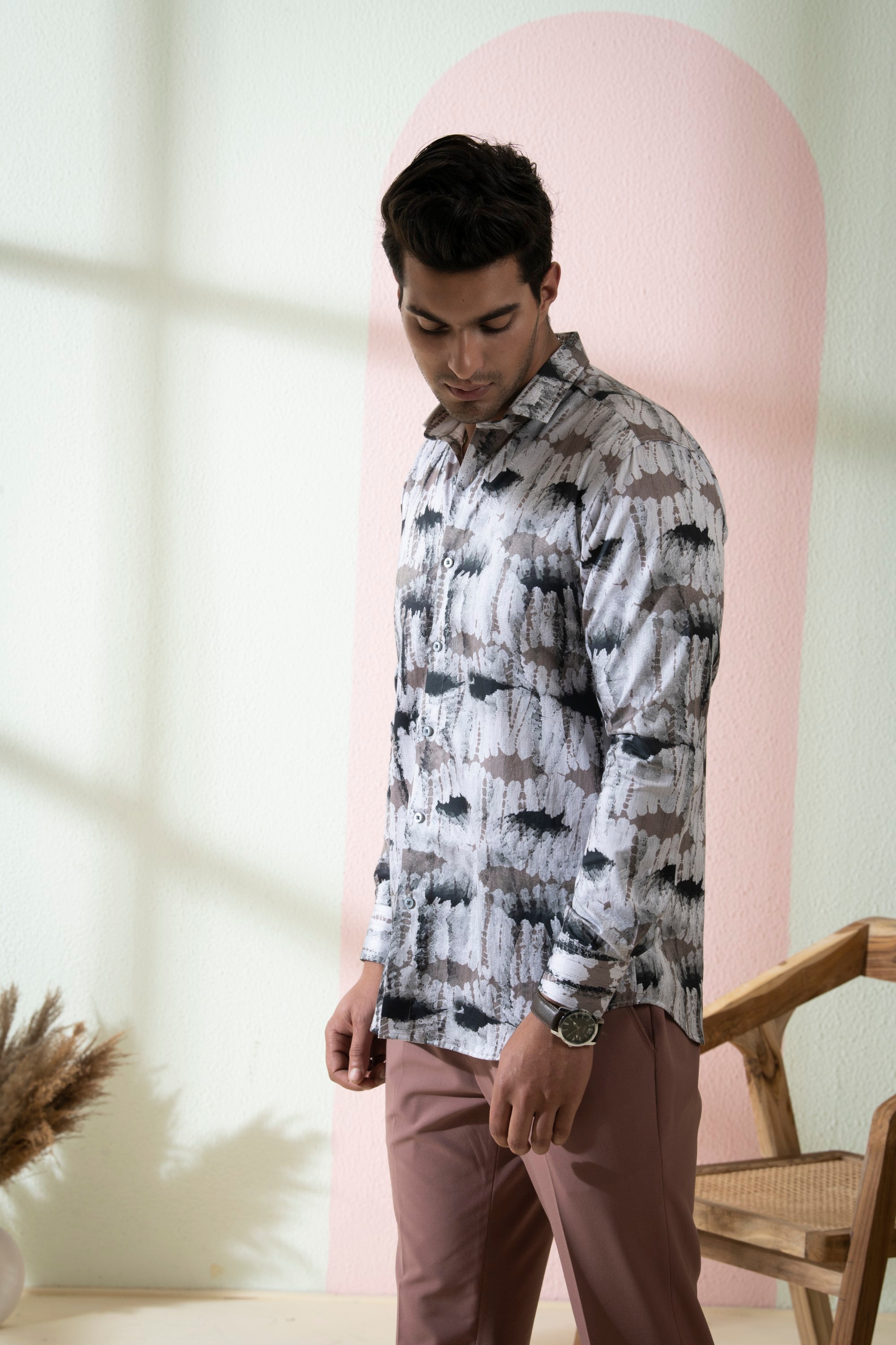 Men's Black Color Caron Full Sleeves Shirt - Hilo Design
