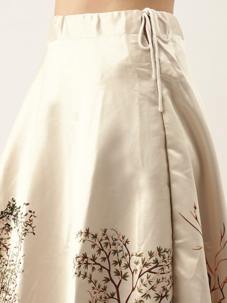 Women's Ethnic Motifs Digital Print Shiney Satin Croptop Lehenga Choli With Unstitched Blouse