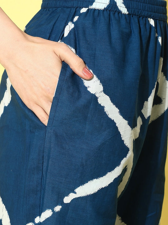 Women's Indigo Criss Cross Belted Coord Set