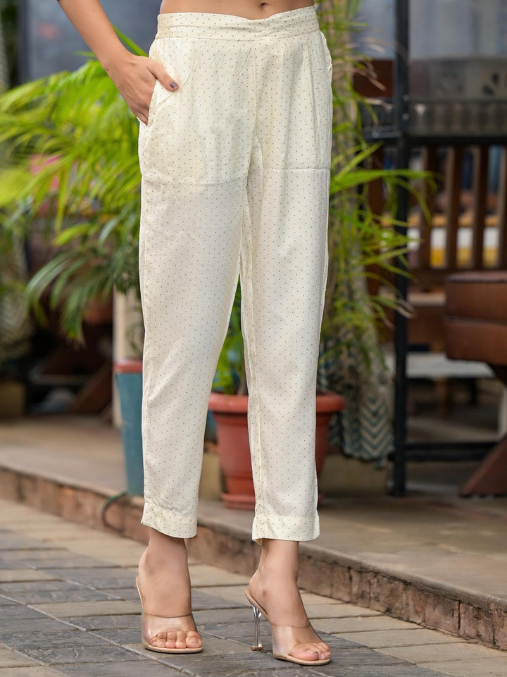 Women's Ivory Liva Rayon Printed  Kurta Set