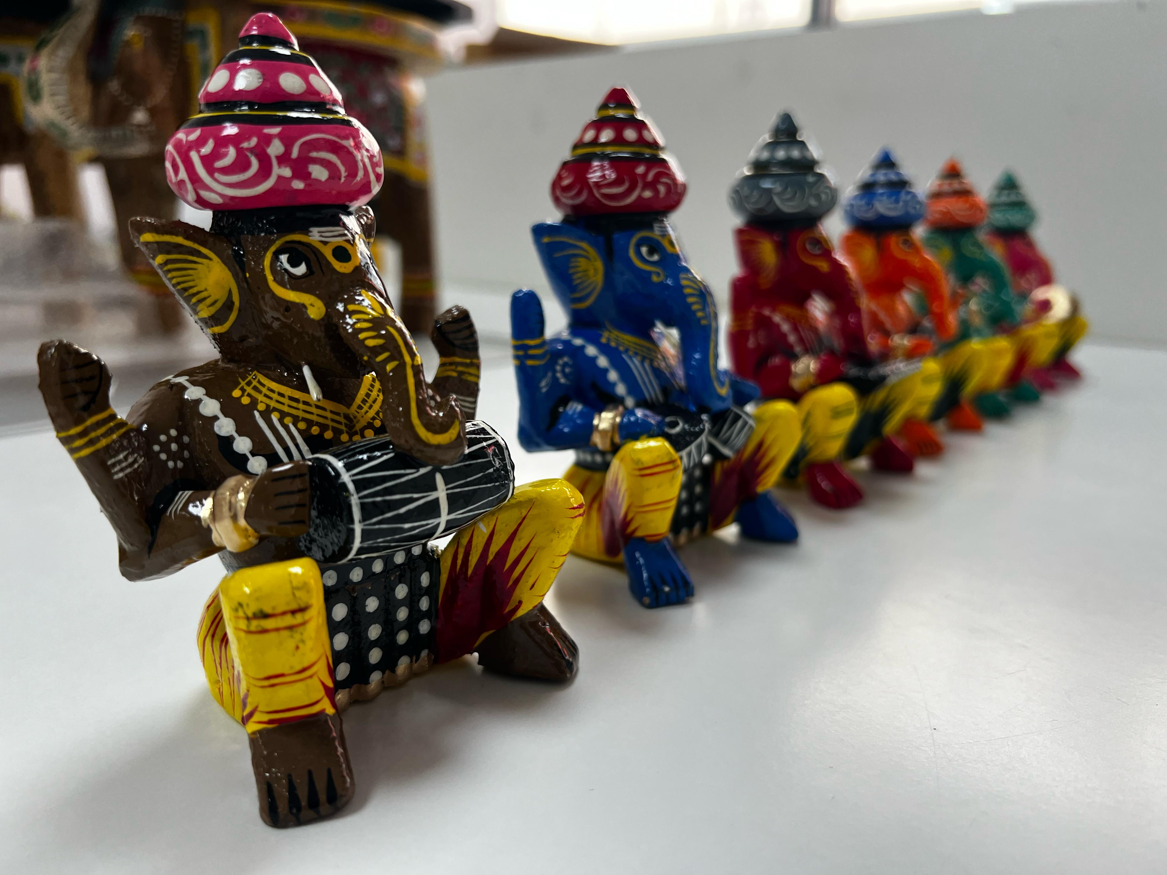 Artisanal Musical Ganeshas Home Decor Set Of 6 - Kondapalli Toys