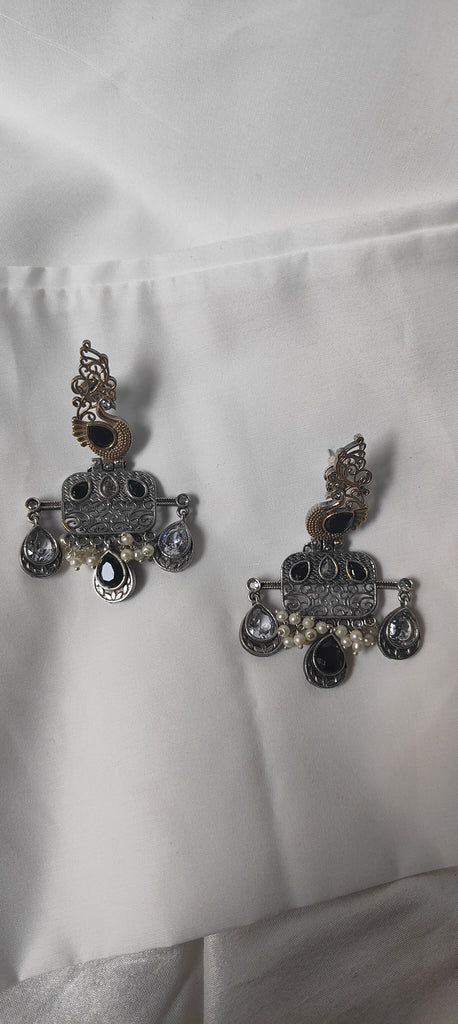 Peacock mutli-colored dual tone earrings for women
