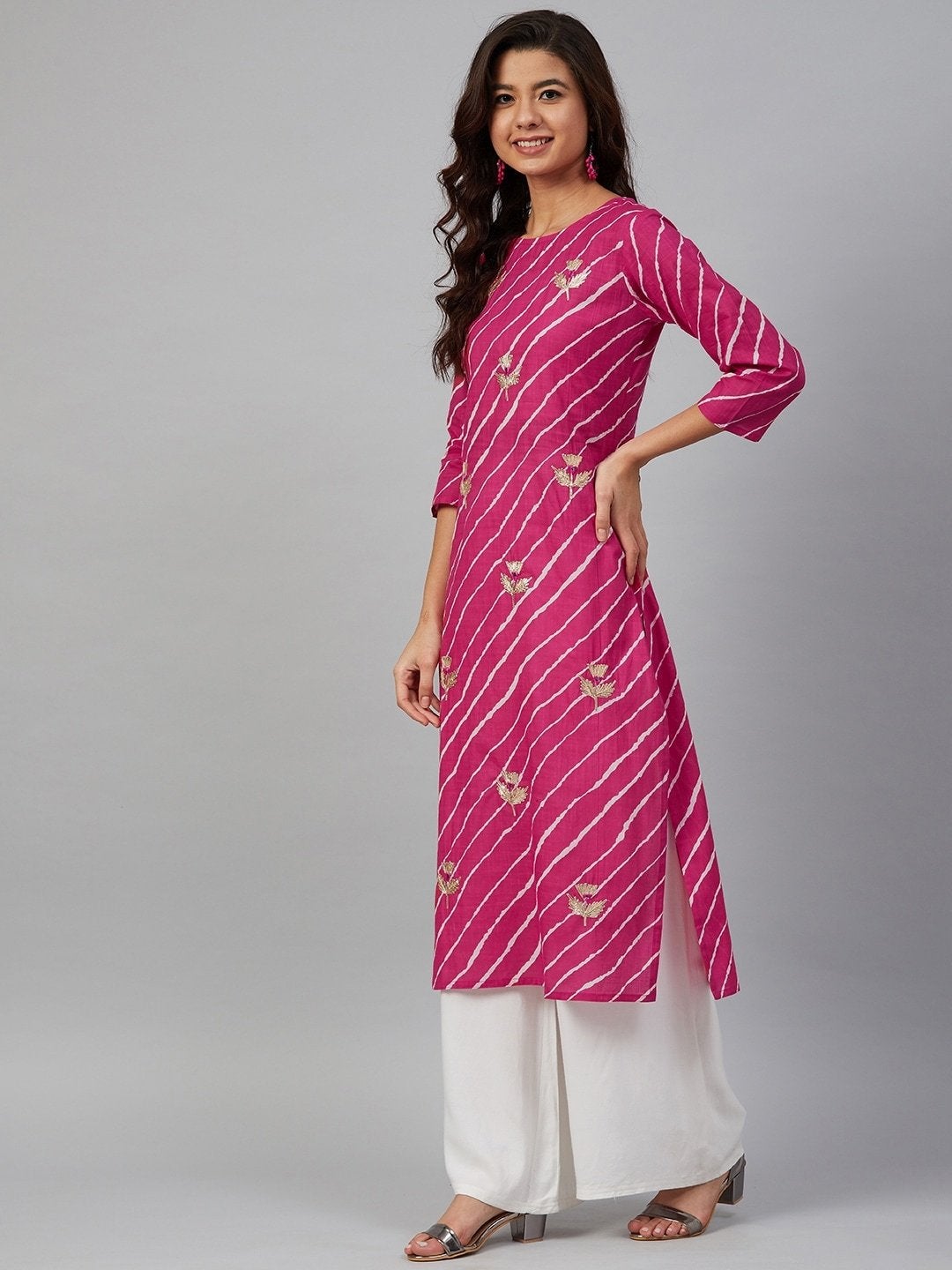 Women's Leheriya Printed Straight Kurta