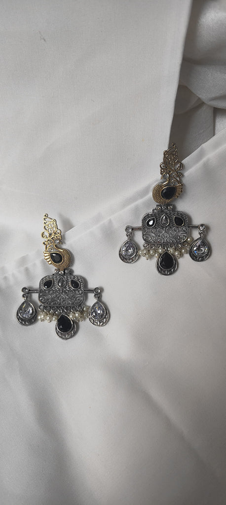 Peacock mutli-colored dual tone earrings for women