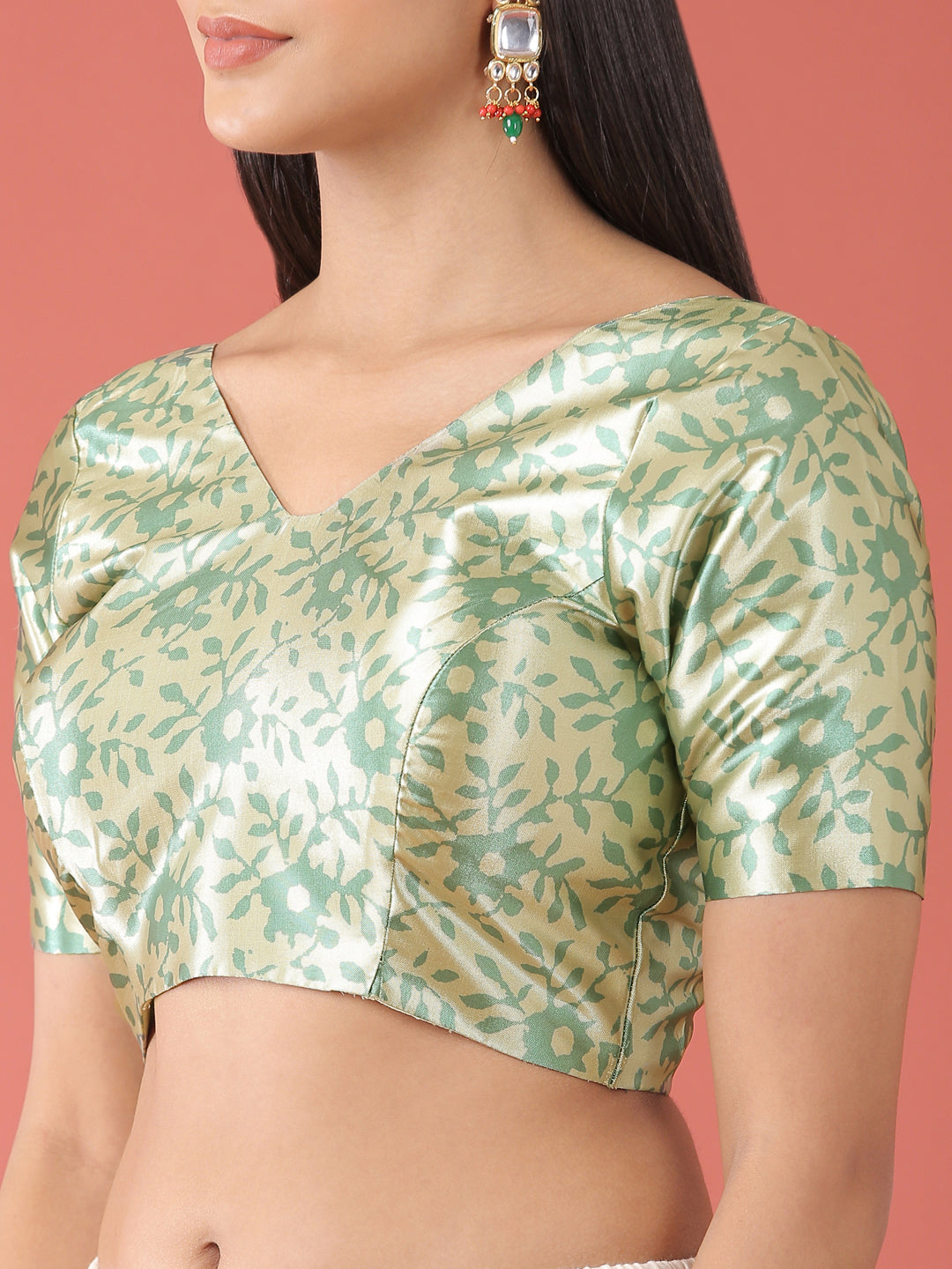 Women's Lime Green-Toned Polyester Gotta Print Readymade Blouse - Royal Dwells