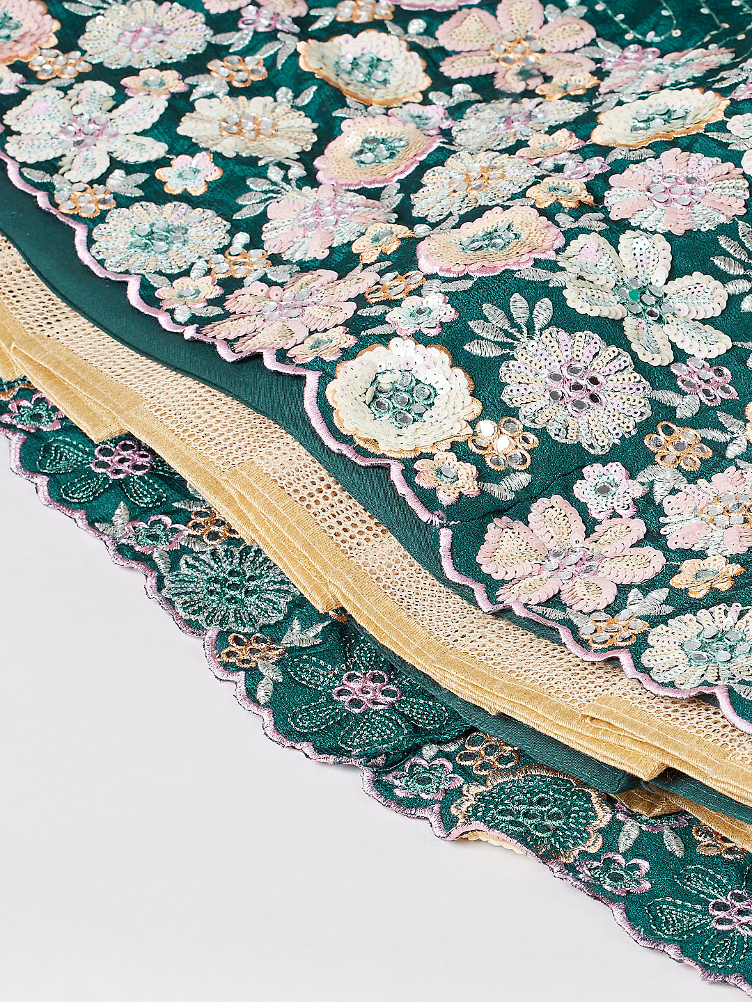 Women 's Teal Georgette heavy Sequinse embroidery Ready to Wear Lehenga choli & Dupatta - Royal Dwells