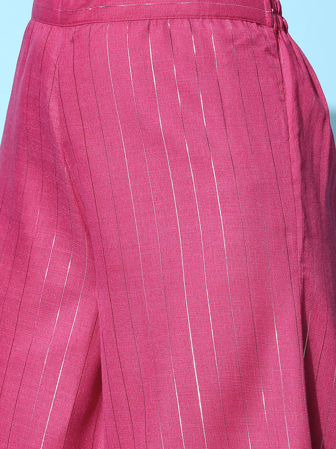 Women's Pink Lurex Boho Sleevless Kurta Set - InWeave