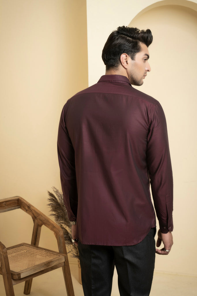 Men's Burgundy Color Maroono Full Sleeves Shirt