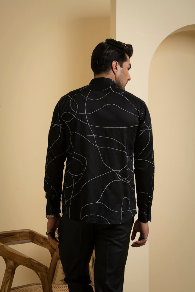 Men's Black Color Grayab Full Sleeves Shirt