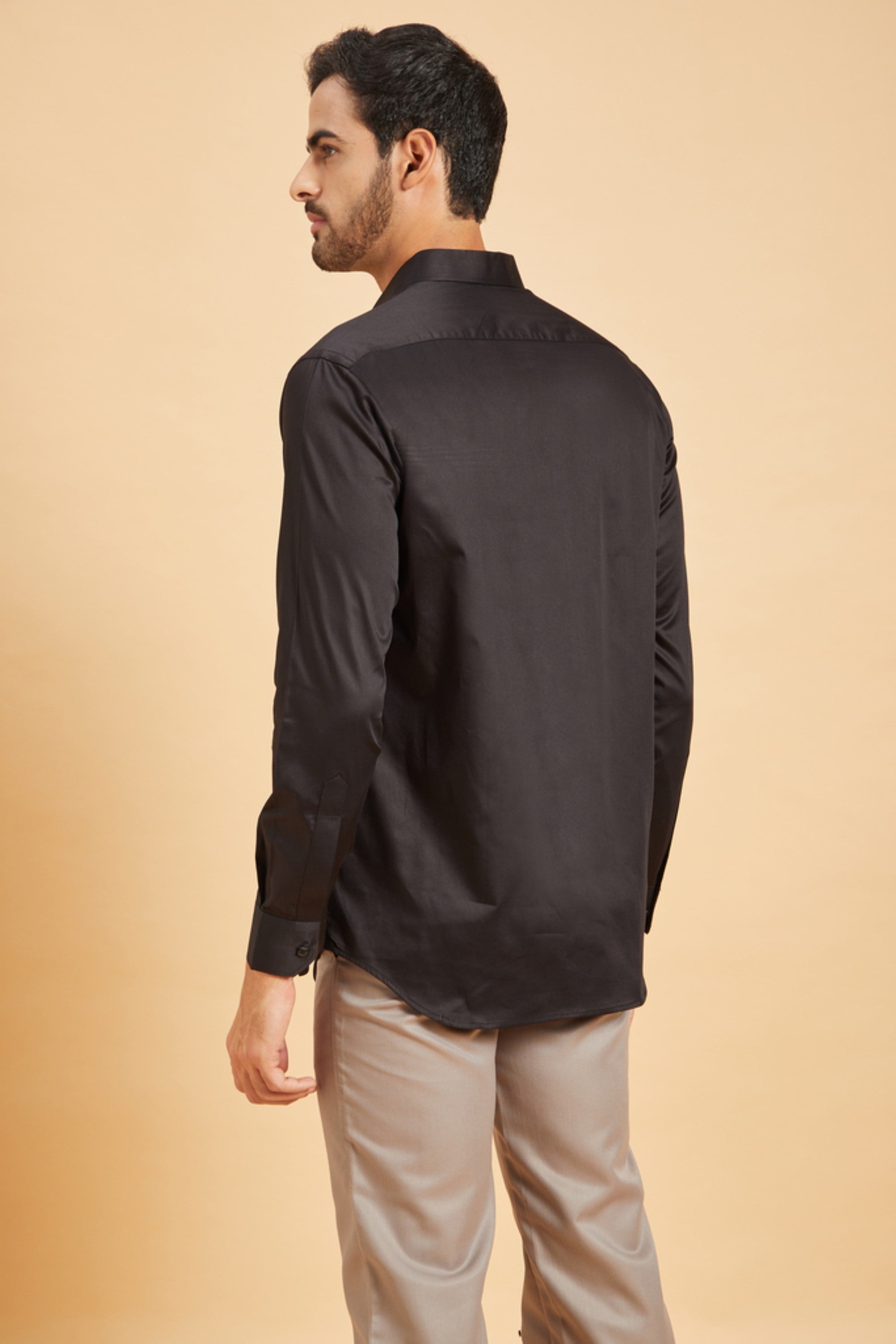 Men's Black Color Ragic Pintuck Shirt Full Sleeves Casual Shirt - Hilo Design