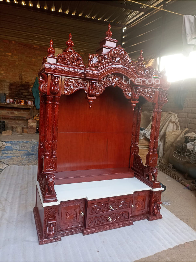 Solid Teak Wood Hand-Carved Temple
