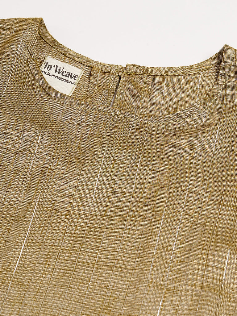Women's Olive Lurex Short Pallazo Kurta Set