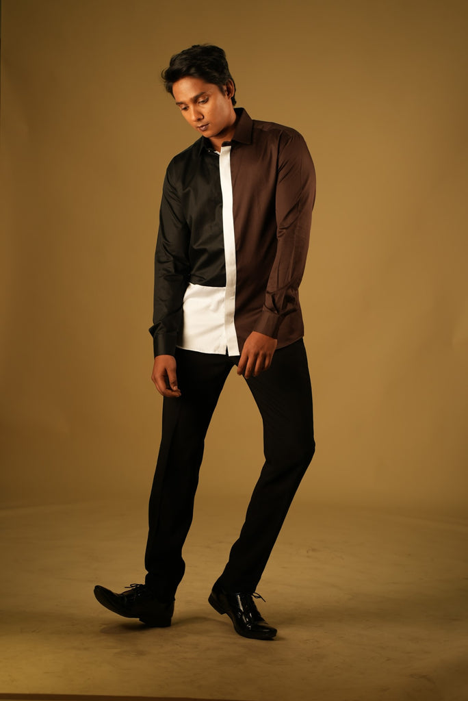 Men's Brown, Black & White Color One Trizy Shirt Full Sleeves Casual Shirt
