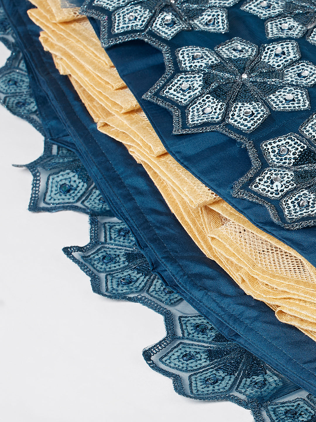 Women's Navy Blue Net Heavy Sequinse Embroidery Ready To Wear  Lehenga Choli & Dupatta - Royal Dwells