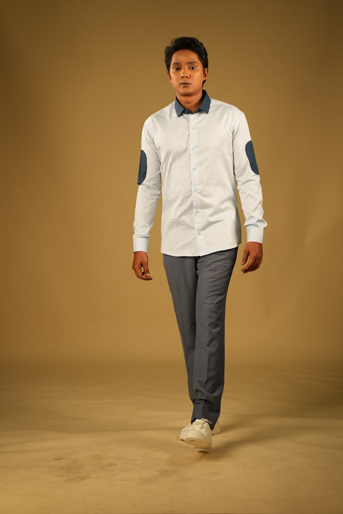 Men's Light Blue Color Dark Kola Shirt Full Sleeves Casual Shirt
