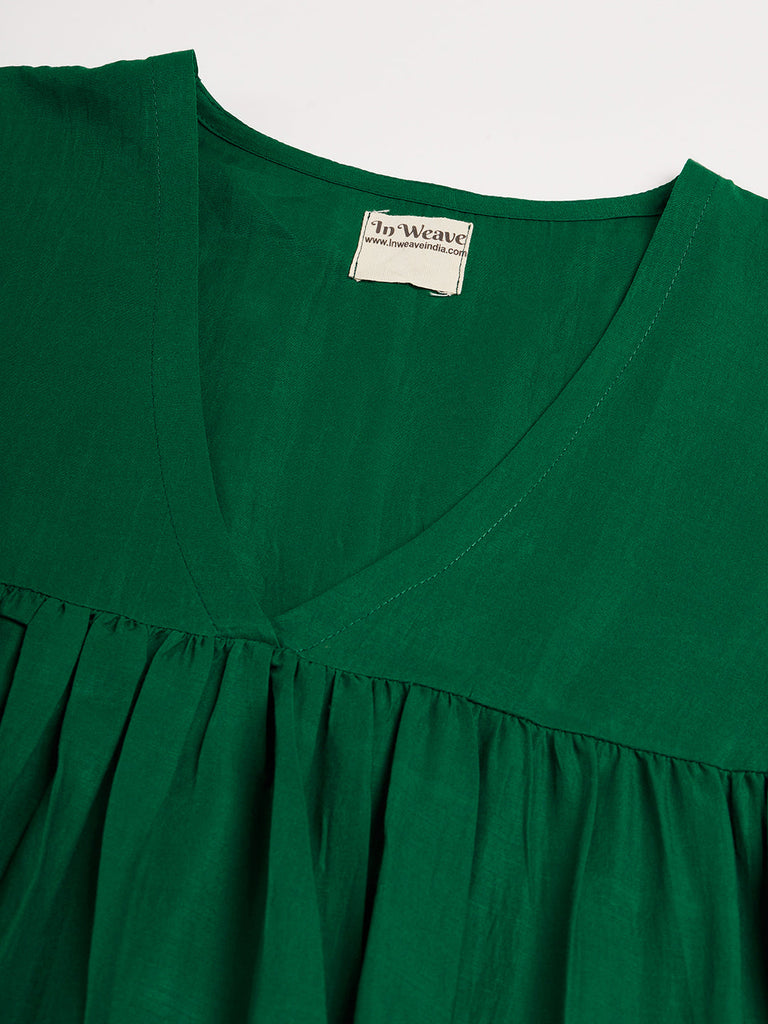 Women's Forest Green Flared Kurta Palazzo Set