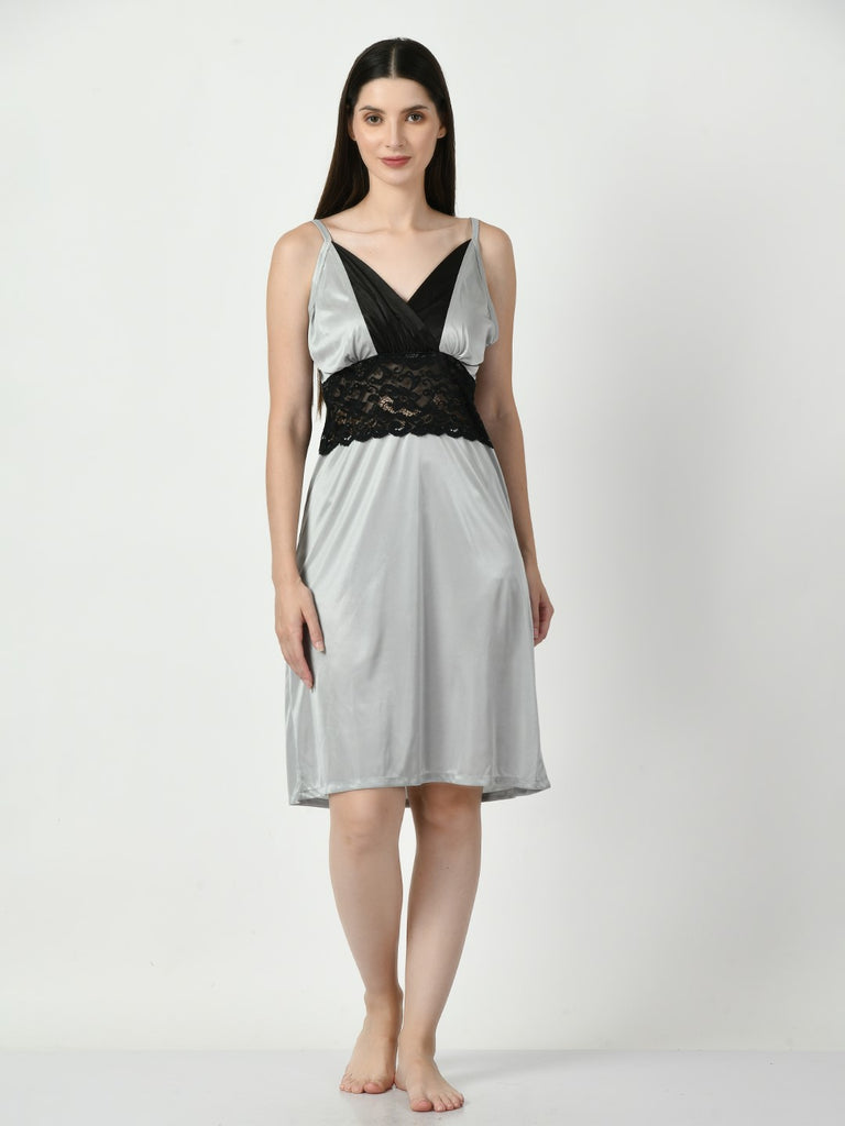 Women's Satin Grey Nightdress