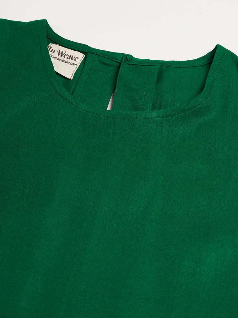 Women's Forest Green Short Kurta Palazzo Set