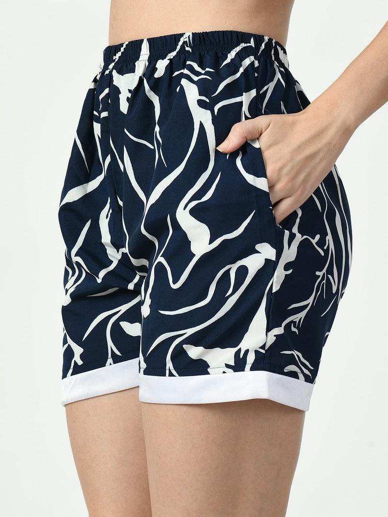 Women's Satin Navy Blue Nightdress
