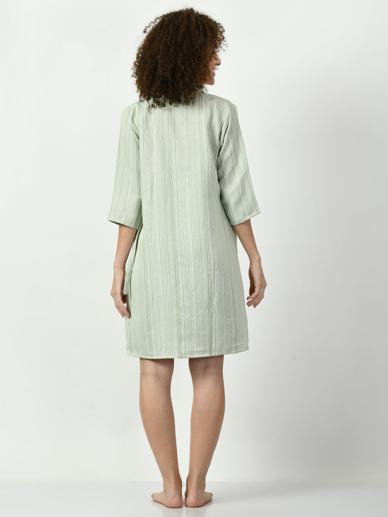 Women's Viscose Rayon Green Nightdress
