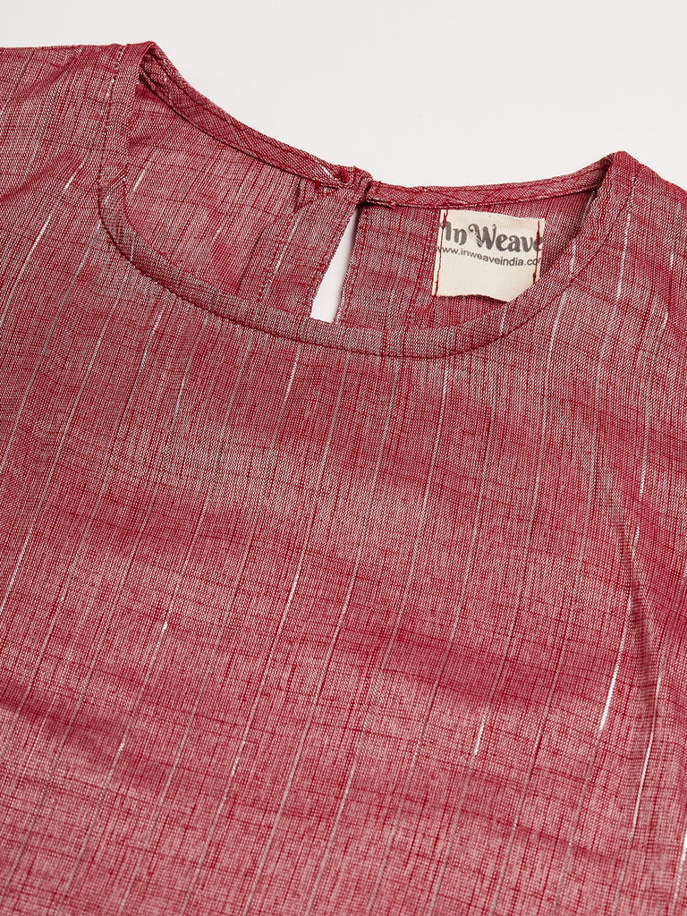 Women's Wine Lurex Short Pallazo Kurta Set