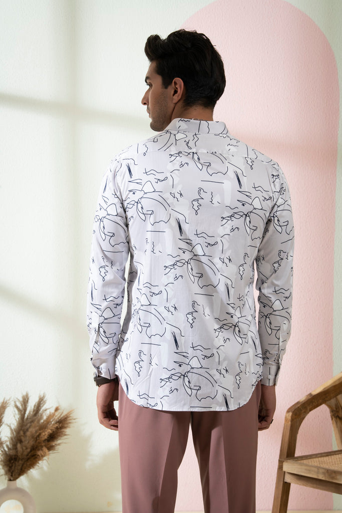 Men's Gray Color Grid Full Sleeves Shirt