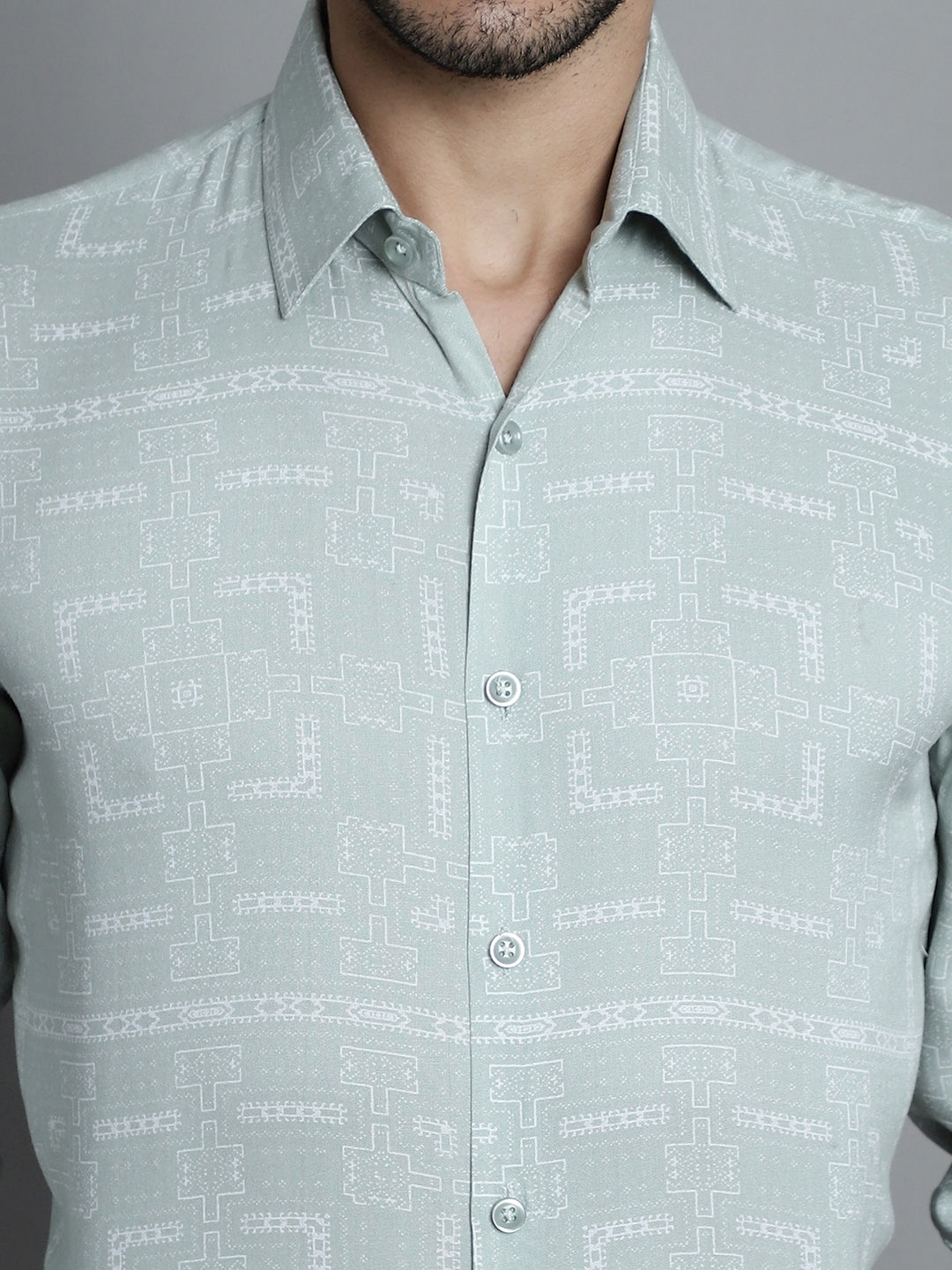 Men's Geometric Printed Formal Shirts - Taantav