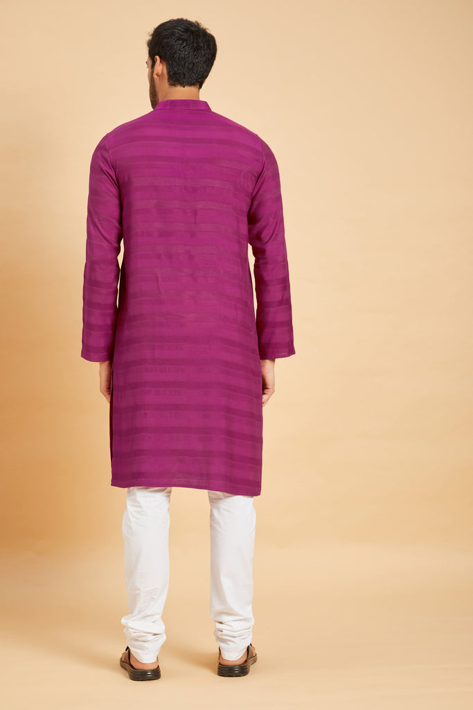 Men's Purple Color Amaranth Basik Kurta Jacquard