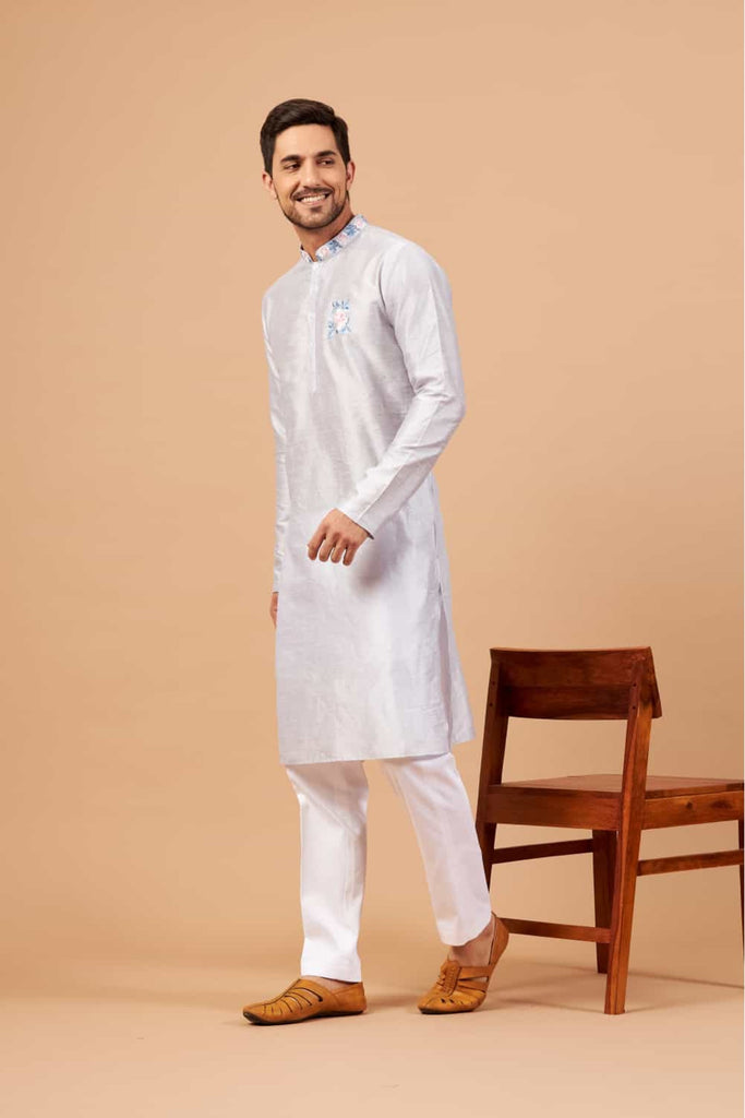 Men's Blue Color Manatee Basik Kurta Cotton