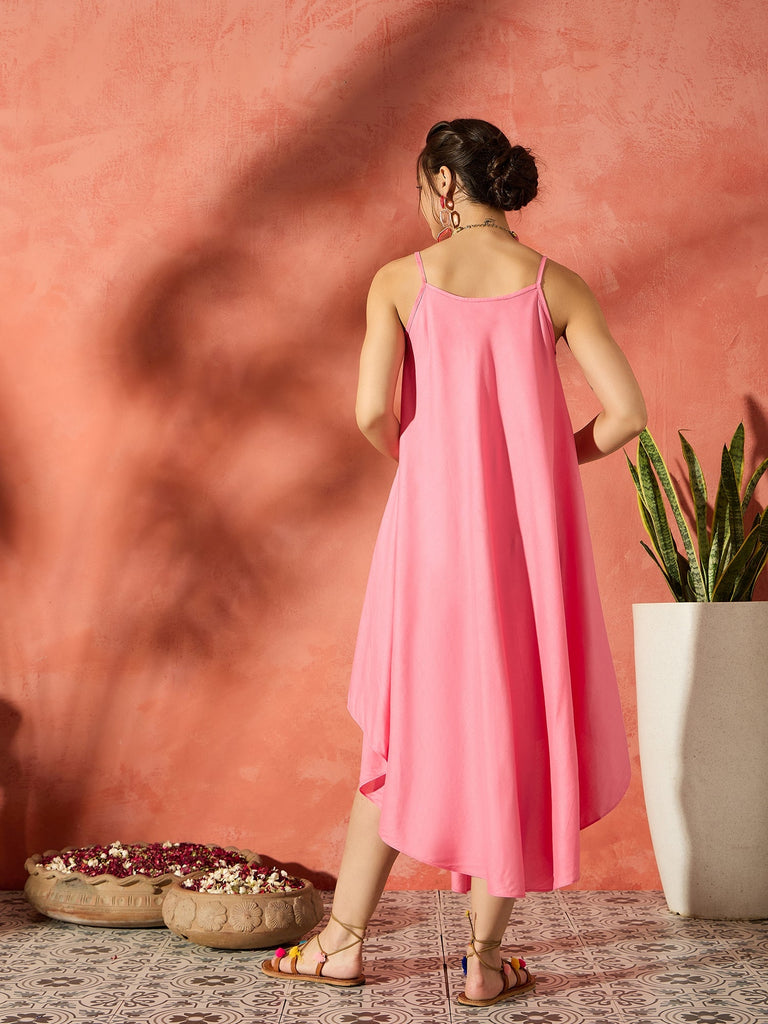 Women's Purple Floral Peach Asymmetrical Dress