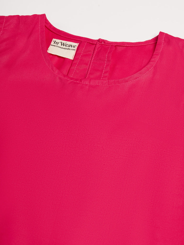 Women's Fuchsia Short Kurta Palazzo Set