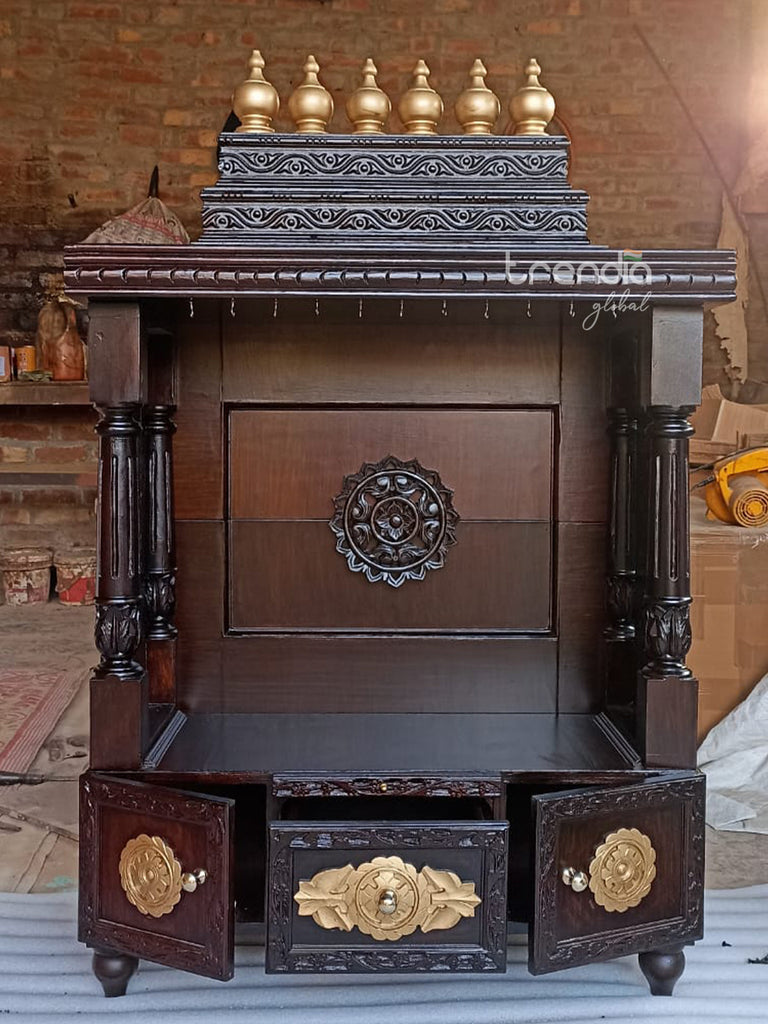 Handcrafted Teak Wood Mandir for Home