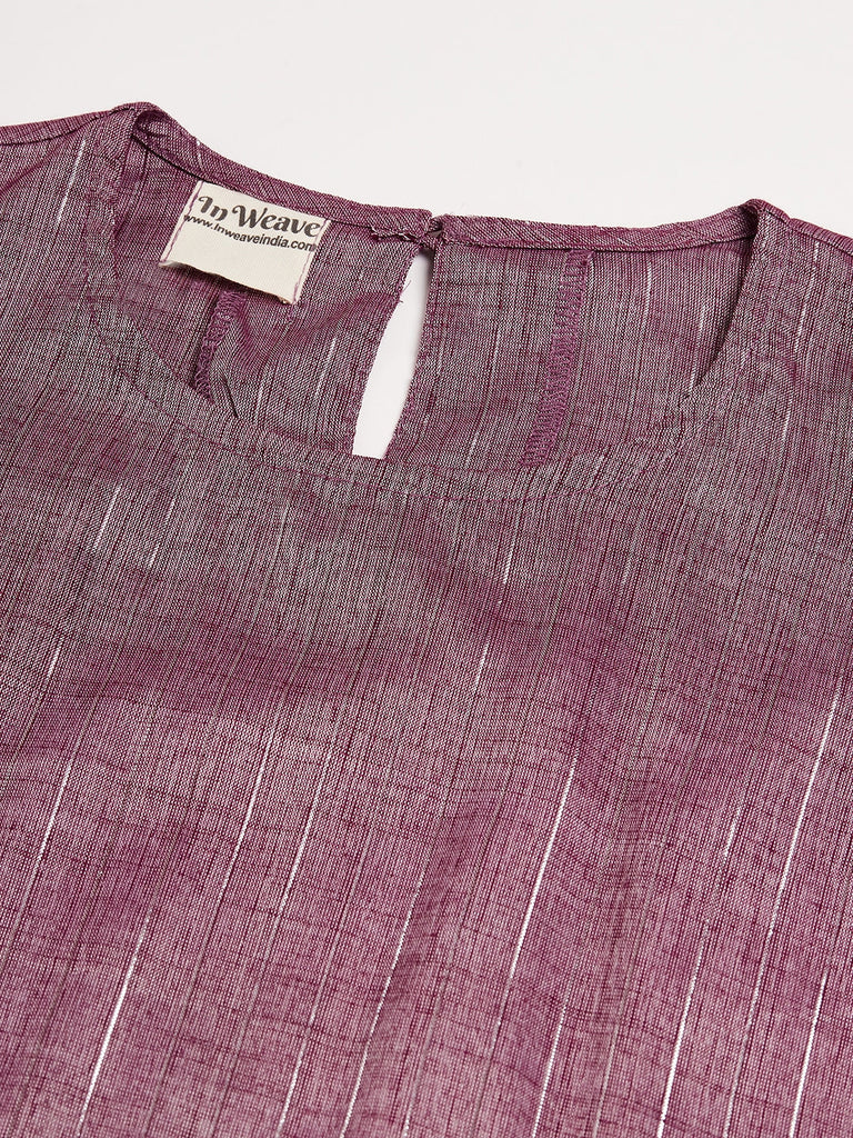 Women's Mauve Lurex Short Pallazo Kurta Set