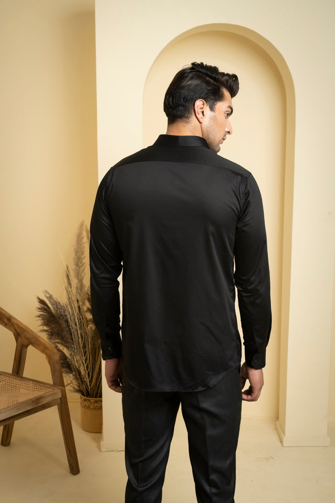 Men's Black Color Perto Crane Shirt Full Sleeves Casual Shirt