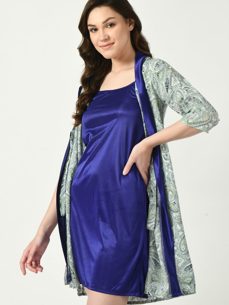 Women's Satin Blue Nightdress