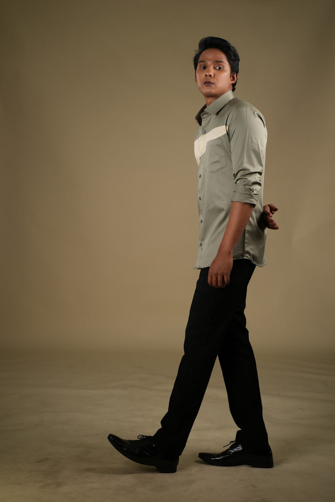 Men's Olive Beige Color Olam Beige Shirt Full Sleeves Casual Shirt