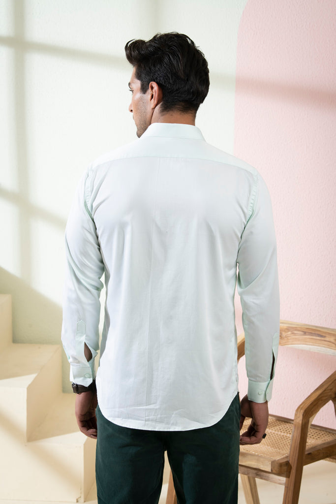 Men's Light Green Color Birdie Full Sleeves Shirt