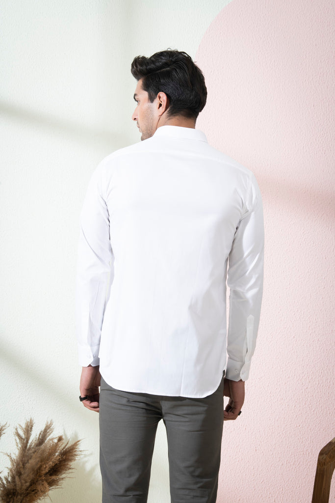 Men's White & Light Blue Color Blix Full Sleeves Shirt