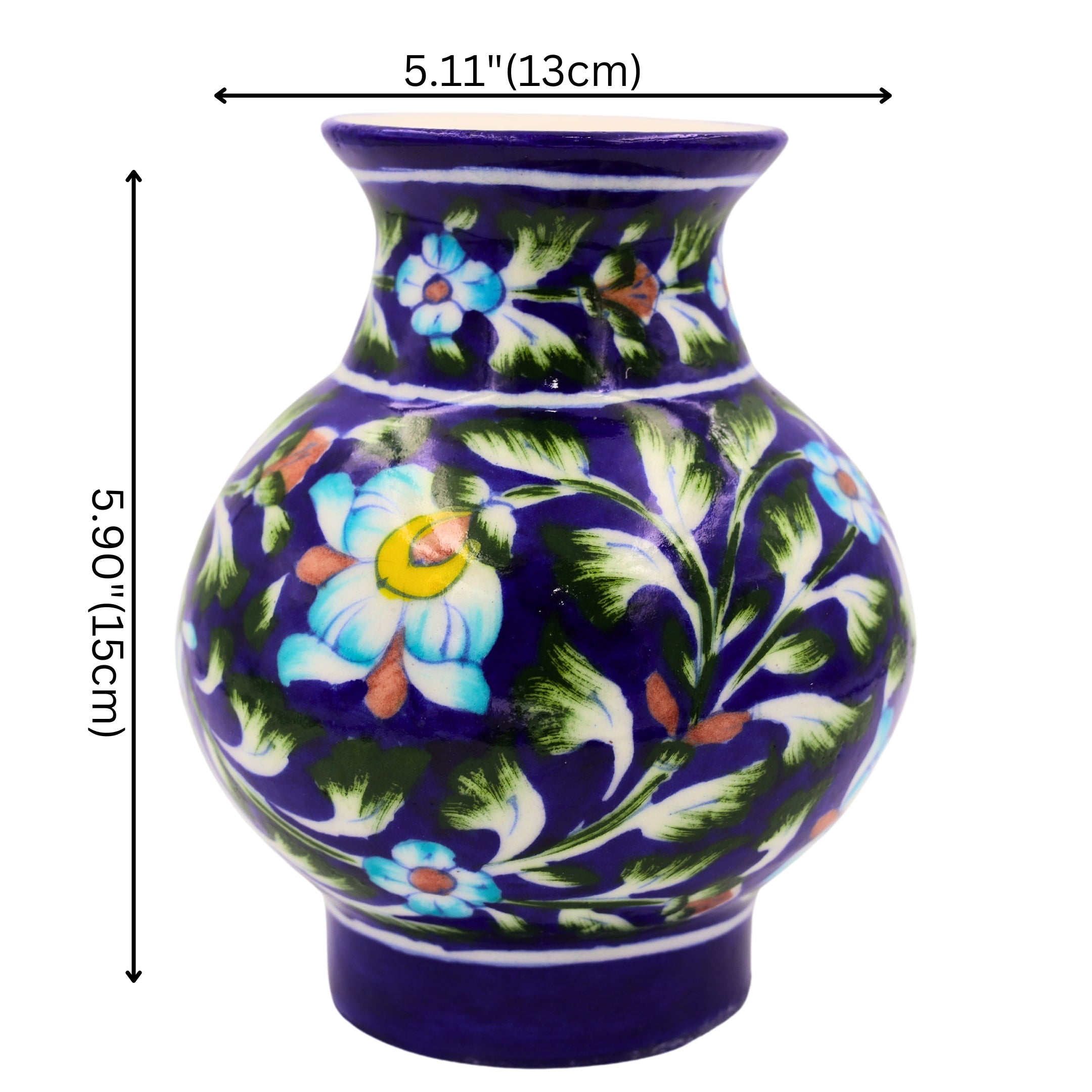 Blue Pottery Flower Vase - Blue - Natriel